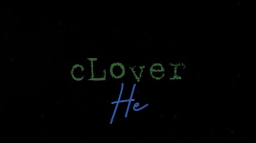 cLOVEr He wordmark in green and blue on black