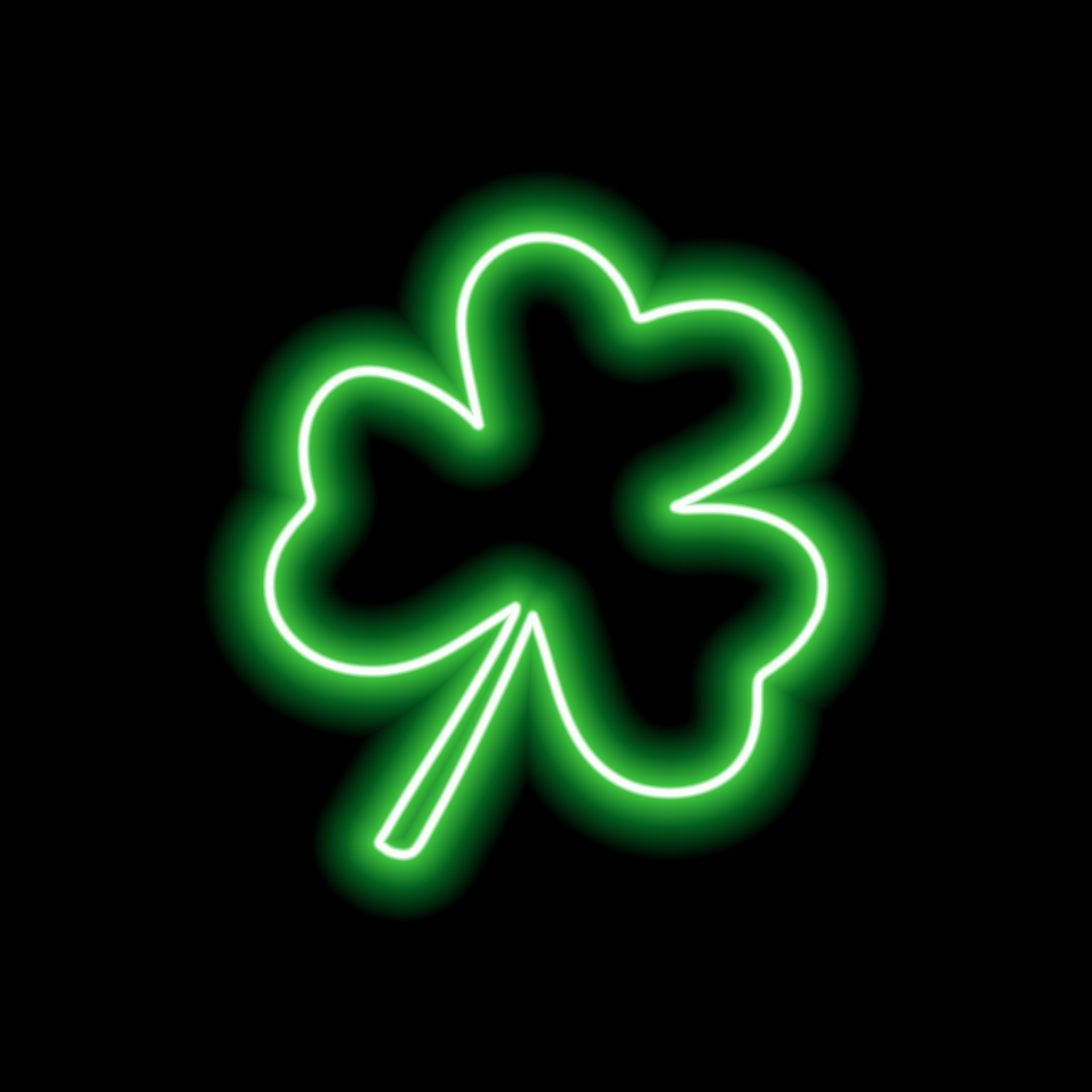 Green neon clover symbol